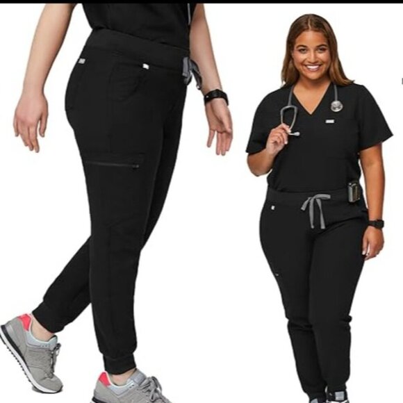 BRAND NEW WITH TAGS FIGS Women's REGULAR BLACK Zamora Jogger Scrub Pants - Picture 4 of 15